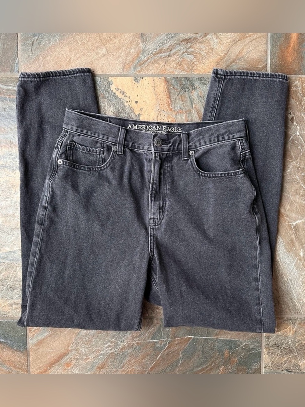 American Eagle Mom Jeans Women's Size 8 Long Black Wash